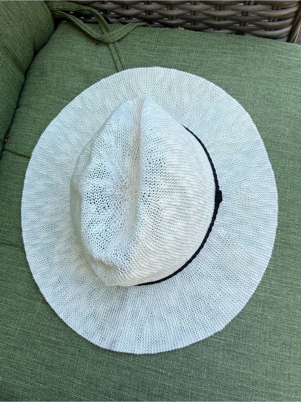 Wide Brim Straw Sun Hat with Black Trim